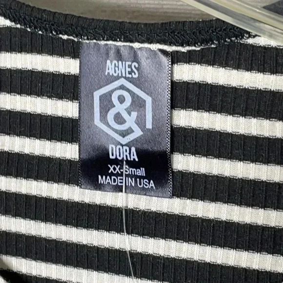 New Agnes & Dora Black White Stripe Hi Low 3/4 Sleeve Tunic XXS - Picture 4 of 6